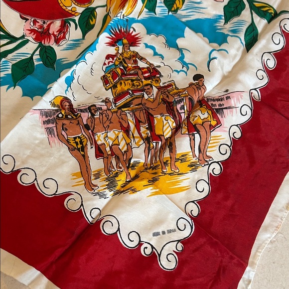 Tijuana Mexico-Themed Vintage Scarf Made in Japan 1940s - 1960s. - Picture 10 of 16